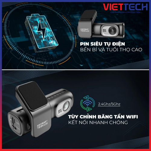 Camera Hành Trình Ô Tô Vietmap TS-2K LITE Full HD 2K Tích Hợp Ghi Hình, Ghi Âm, GPS, Wifi