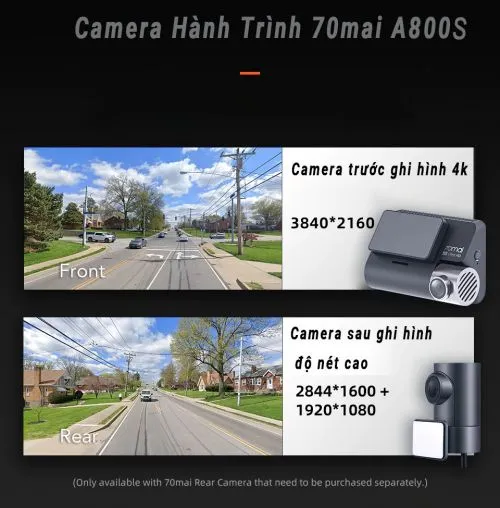 Camera hành trình Xiaomi 70mai A800S 4K Siêu Nét