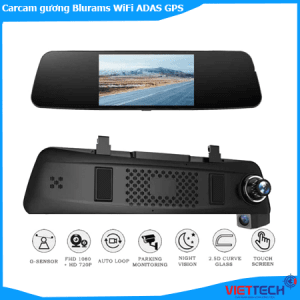 Carcam gương Blurams WiFi ADAS GPS, 2 mắt trước sau siêu nét, siêu đỉnh