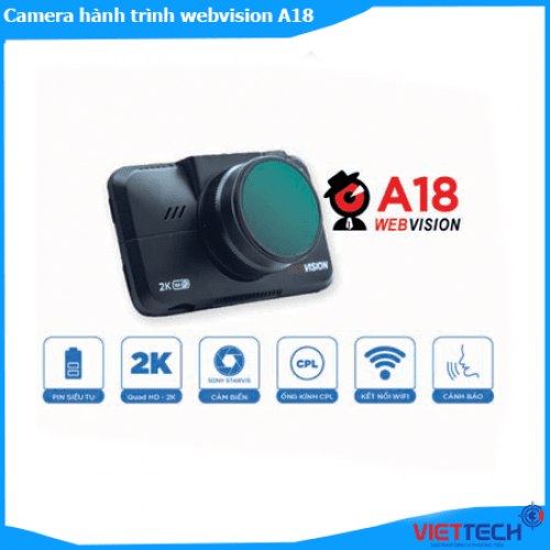 Camera Hành Trình Webvision A18 Độ Nét 2K Đọc Biển Báo AI