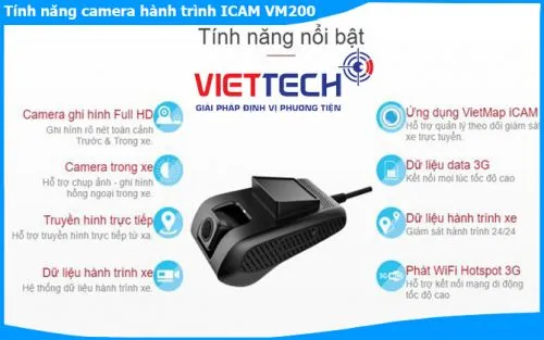Camera hành trình Vietmap iCAM VM200 Wifi, 3G xem từ xa